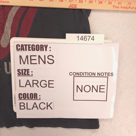 The Rolling Stones 1975 US Tour Band Crew Neck T Shirt Mens Size L Black - Picture 8 of 9